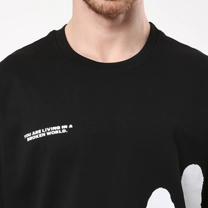 100% coton Streetwear Anti-rides écologique impression numérique solide T-Shirt hommes femmes surdimensionné col rond poids lourd haut - Product Image 6