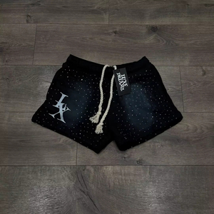 Strass personnalisé sérigraphie Logo poche lavage à l'acide Vintage hommes Shorts sueur coton français Shorts Jogging coton Shorts - Product Image 1