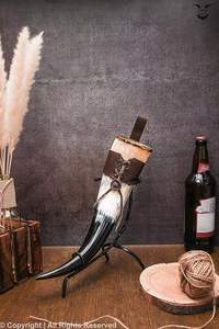 Large Eco-Friendly Viking <b>Drinking</b> <b>Horn</b> with Animal Style Leather Holder Premium Quality Accepts Custom Sizes - Product Image 3