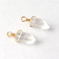 Connecteur de bijoux en quartz cristal pour la fabrication de boucles d'oreilles, plaqué or, avec breloques à simple attache, fournisseurs en gros pour le bricolage