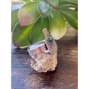 Anillo Kingman Tsosie de Philips, Turquesa, Plata de Ley, Talla 7.25, Estilo Religioso, Forma Geométrica, Engaste con Garras, Chapado - Product Image 3