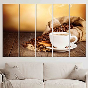 Arte en lienzo personalizado de café: decoración elegante para la cocina, regalo para amantes del café, JUEGO DE 5 LIENZOS - Product Image 1