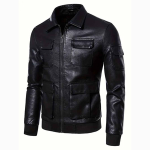 Chaqueta de cuero de moda clásica negra para hombre de piel de oveja genuina de diseño personalizado más vendida para hombre - Product Image 5