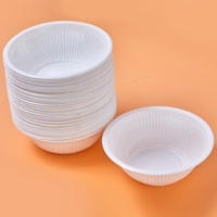 Ensemble de bols en plastique transparent jetables blancs chinois pour vinaigrette à la crème glacée aux céréales Ramen-Qualité supérieure