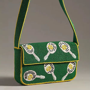 MS กระเป๋าคลัทช์ลูกปัดแก้วลายดอกไม้เขตร้อนได้รับการรับรองรูปทรงและสีของแม็กซิกันพร้อมโซ่คาดลำตัว - Product Image 1