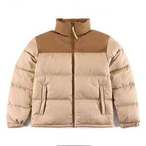 Custom Color Block <b>Winter</b> Puffer Jacket Men Light Blue And Black Stand Collar <b>Thick</b> Warm Bubble <b>Coat</b> OEM - Product Image 5