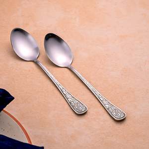 <b>Set</b> of 2 <b>Silver</b> Blossom <b>Tea</b> Spoons with Elegant Flower Design - Product Image 6