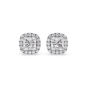 Pendientes Clásicos de Diamantes Halo Princesa de 0.60 Ct, Diamantes Cultivados en Laboratorio en Platino, para Bodas y Fiestas - Product Image 2