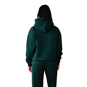 Conjunto de chándal de 2 piezas de color sólido para mujer Sudadera de manga larga con cremallera Joggers Traje de chándal de invierno - Product Image 5