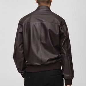 Blouson Bomber en Cuir Véritable pour Homme, Style Décontracté et Moderne, en Toile Enduite et Peau de Mouton, Coupe-Vent et Respirant, avec Lettres - Product Image 4