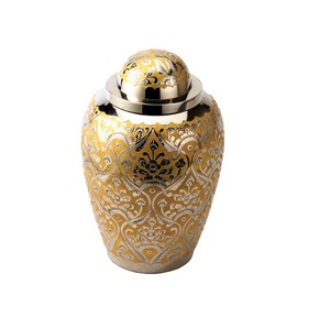 Brass Cremation Adult Urns Blue Color <b>Funeral</b> <b>Supplies</b> of Keepsake Brass Adult Ashes Urns for Burial Services - Product Image 3