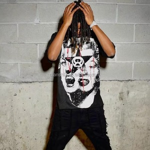 เสื้อยืดโอเวอร์ไซส์ผู้ชาย ผ้าหนา 280 กรัม ผ้าฝ้าย 100% ถักลายตัวอักษร พิมพ์โลโก้ตามสั่ง พิมพ์ลายดิจิตอล ทรงไหล่ตก - Product Image 2