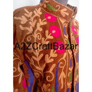 Handmade Embroidered Cotrise <b>Jacket</b> with Vintage Design Eco-Friendly & Breathable Cotton Lined Winter Outerwear For Party Events - Product Image 3