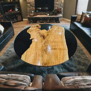 Table à manger en bois d'acacia en résine artisanale moderne de luxe, table de salon imperméable pour mariage, retraite, sympathie, Diwali - Product Image 2