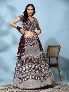 El último diseñador Faux Georgette Bordado Secuencia Hilo Trabajo Lehenga Choli Por Fab Zone - Product Image 4