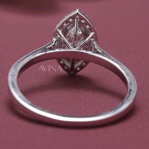 IGI Certified Marquise Cut Diamond Halo Engagement - Wedding <b>Ring</b> in 18K Yellow / Rose & White Gold - Product Image 2