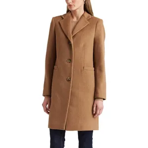 Сделанный на заказ Новый дизайн, Женское пальто из шерсти и смесей, 64% шерсть, 26% полиэстер, 10% вискоза, Быстросохнущий материал с индивидуальным логотипом, размер и цвет