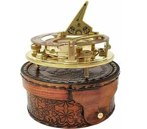 เข็มทิศทองเหลืองสำหรับการเดินเรือคุณภาพส่งออกเคสหนังมีเข็มทิศนำทางแบบวินเทจ - Product Image 2