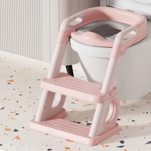 PU Kids Cushion Baby Potty Chair Training Toilet Seat Ladder With Step Stool Ladder Toilet For Kids