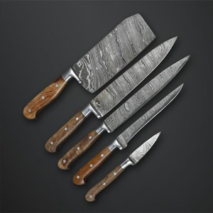 ชุดมีดทำครัว5ชิ้นทำด้วยมือทำด้วยมือทำจากเหล็กดามัสกัส5ชิ้นพร้อมของขวัญที่คลุมหนัง - Product Image 2