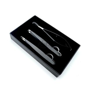 Pince à sourcils à pointe pointue en acier inoxydable de qualité professionnelle ciseaux à ressort noir Logo personnalisé pince à sourcils avec boîte - Product Image 6