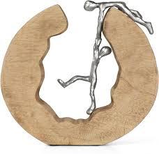 Escultura decorativa de mesa de aluminio negro personalizable estilo náutico pulido con soporte de madera característica ecológica - Product Image 5