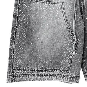 Custom Casual Cotton Loose Style Jean <b>Shorts</b> Premium Quality <b>Men's</b> Streetwear Rhinestone Denim Jeans <b>Shorts</b> - Product Image 5