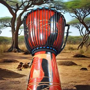 Djembe de madera de estilo africano tallado a mano, diámetro de 1,1Kg, cuerda de peso, piel de aguijón afinada - Product Image 1