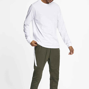 Lo último 2025, camiseta de manga larga con diseño en blanco liso para hombre, ropa de algodón para hombre, camisa de manga larga con cuello redondo de alta calidad - Product Image 3