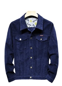 Vestes d'hiver en velours côtelé confortable, style universitaire classique avec veste de moto chaude en coton pour hommes. - Product Image 5