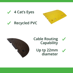 Bumps de velocidad de goma, Unidad de Control DE VELOCIDAD DE CARRETERA reciclada negra y amarilla, 170 a 300 toneladas, 4 ojos de gato, vehículo de tráfico de PVC - Product Image 3