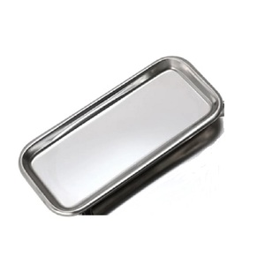 Bandeja de servicio decorativa rectangular de acero brillante hecha de acero inoxidable de alta calidad con mango dorado para la decoración del hogar y el hotel - Product Image 2