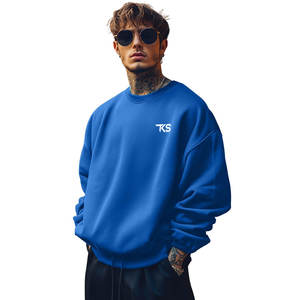 Sudadera de talla grande de alta calidad, sudadera holgada de otoño e invierno para hombre a la venta, la mejor venta, sudaderas de Color azul liso para hombre - Product Image 2