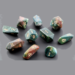 Dés en pierre de sang de haute qualité, hybride, 10 pièces, pierres précieuses gravées, dés en cristal personnalisés, dés en cristal naturel viking, grossiste - Product Image 2