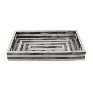 Deseables bandejas hechas a mano Elegante bandeja con Incrustaciones de nácar bandeja para servir huesos alta y lujosa decorativa Diseños artísticos - Product Image 5