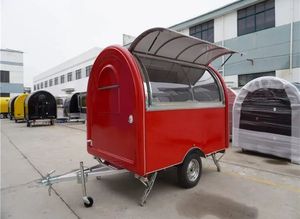 4 Wheel Good Red Design Towable Food Trailer Customized Round Model New with Canopy Snack Food Chips Stainless Steel - Product Image 3