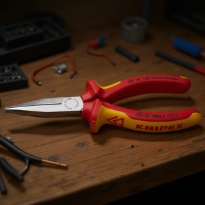 For Knipex Chrome Plated <b>Long</b> <b>Nose</b> Pliers VDE-Tested with Multi-Component Insulated Handles - Product Image 3