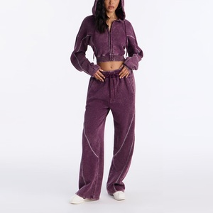 Conjunto Deportivo de Moda para Mujer, Invierno 2026, Estilo Europeo y Estadounidense, Informal, con Capucha y Lazo, Pantalones Holgados, Ecológico, 100% Algodón - Product Image 4