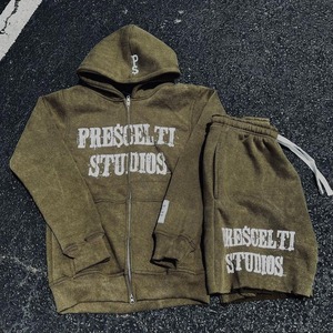 Survêtements vintage de haute qualité Ensemble short et capuche Fabricant de vêtements personnalisés Ensemble short et capuche délavés à l'acide Respirant - Product Image 4