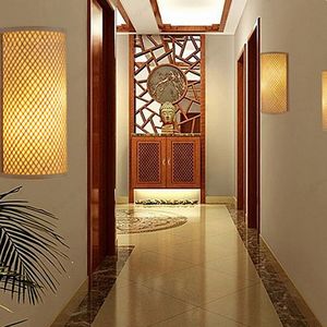 Practical And Sturdy Bedroom Bedside Wall <b>Lamp</b> High Quality Bamboo Woven Hotel Living Room Wall Light Japanese - Product Image 6