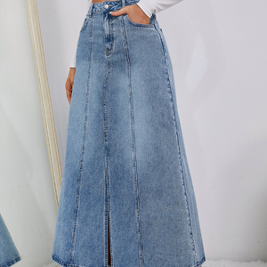 กระโปรงผ้ายีนส์ลำลองผู้หญิงลายสก๊อตฤดูหนาว, ผ้าฝ้าย100% ระบายอากาศได้ดีกันน้ำ - Product Image 5