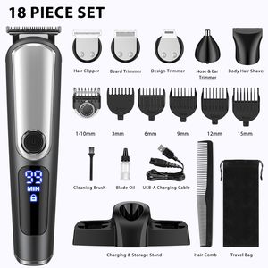 Tondeuse de toilettage tout-en-un sans fil rechargeable pour homme, rasoir électrique étanche pour nez, oreilles, visage et barbe, alimenté par batterie - Product Image 1
