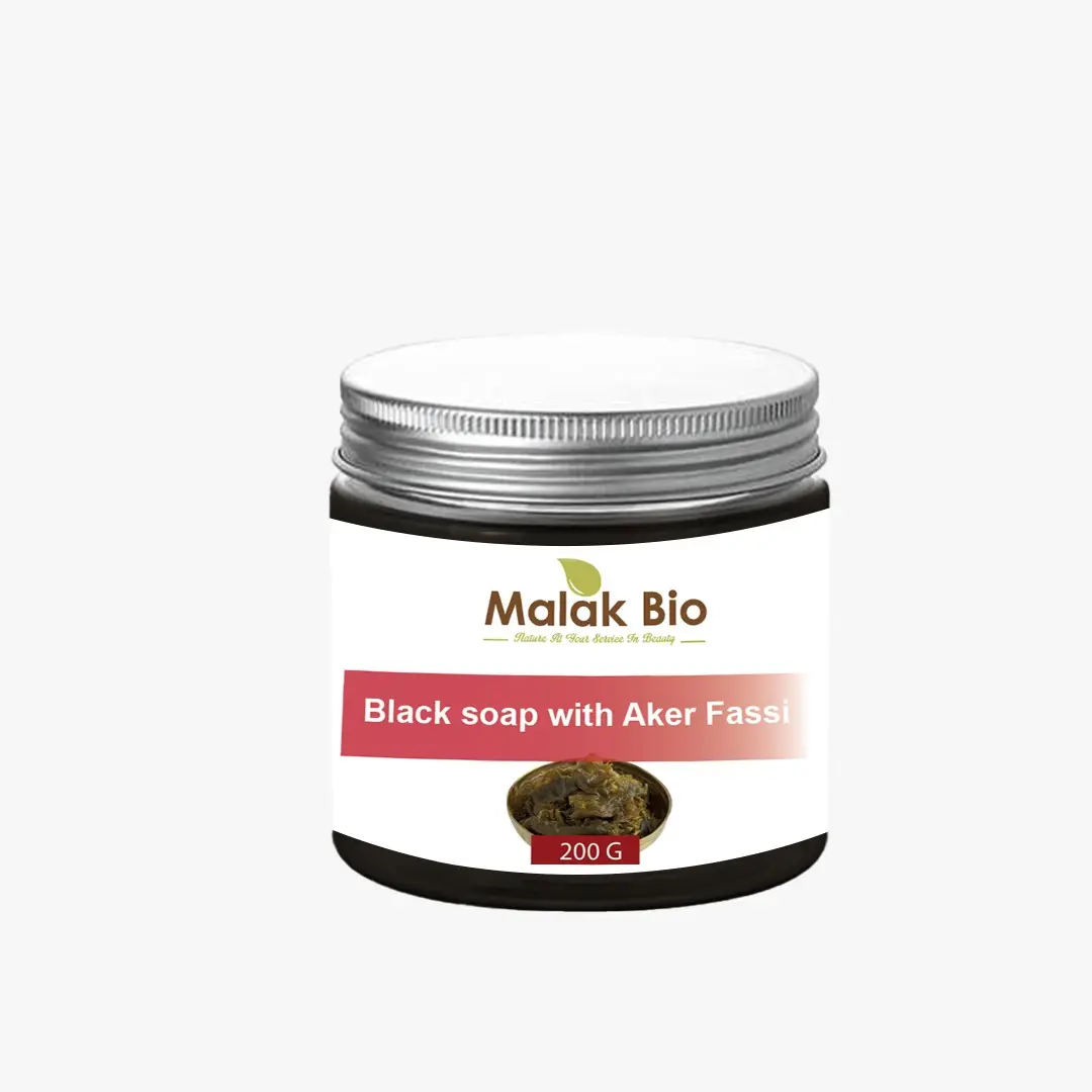 Savon noir Bio avec akerfassi 200 gr soins de la peau du corps et du visage naturel biologique pur pour femmes et hommes malak bio