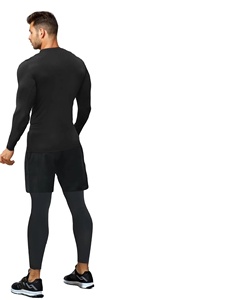 เสื้อออกกำลังกายแขนยาวสำหรับผู้ชายเสื้อออกกำลังกายผ้าโพลีเอสเตอร์ชั้นในแบบสั่งทำ - Product Image 3