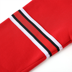 Casual Winter Crewneck <b>Sweatshirt</b> 3D Embroidery Breathable Soft Fabric Anti-Shrink Anti-Wrinkle RED <b>BLACK</b> Stripes Ribbed Cuff" - Product Image 6