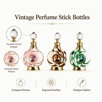 Flacon compte-gouttes vintage en verre de 12 ml pour parfum, huiles essentielles, soins de la peau, avec surface gravée