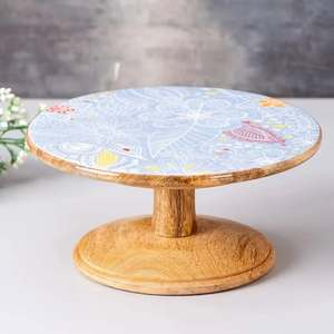 Luxury Eco-Friendly Rounded <b>Wooden</b> <b>Cake</b> Serving Stand Sticker Printed Design Hotel Home Tabletop <b>Cake</b> Decoration Premium <b>Cake</b> - Product Image 1