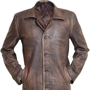 Top Selling Men's Casual Leather Long Coat Breathable Wind-Proof Sheep <b>Fur</b> High Quality Camel-Filled at Wholesale Price - Product Image 6