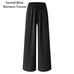 Pantalons longs pour femmes, taille haute, coupe ample, décontractés, avec poche - Product Image 5
