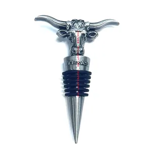 Silver Antiqui Buffalo Design texas Bar Wine Bottle Stoppers Wholesale and Suppliers
